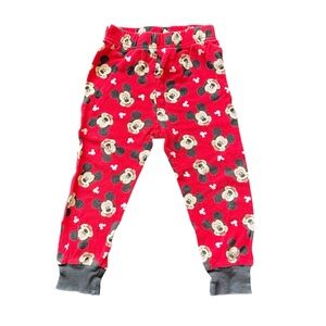 Disney Mickey Mouse Boys Pajama Pants Printed Red Pull On Size 3T